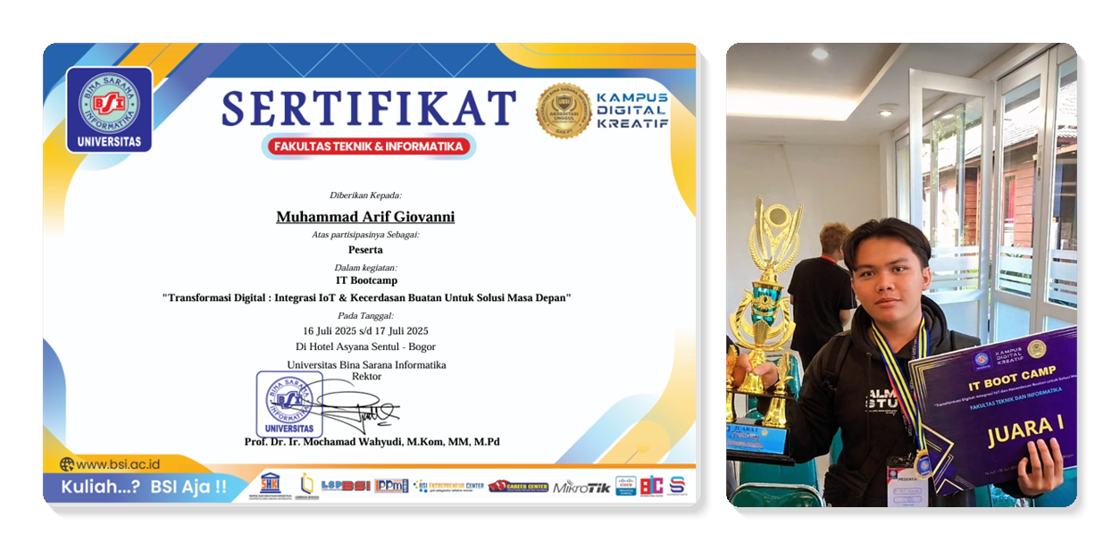 IT Bootcamp - Sertifikat & Juara 1 Muhammad Arif Giovanni